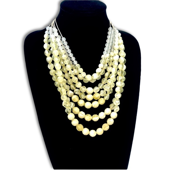 CHICO’s Layered Pale Yellow Gradient Faceted Beaded Statement Necklace N… - Picture 2 of 5